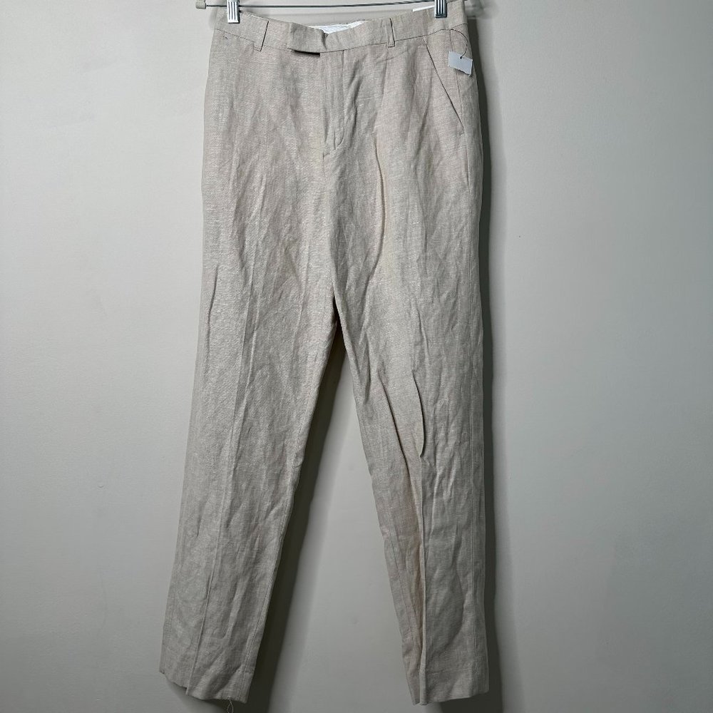 Calvin Klein Beige Slim Fit Suit Separates Linen Blend Women's 18 NEW